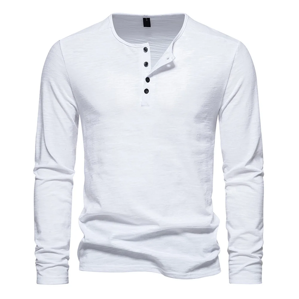 Men's Long-Sleeve Henley T-Shirt – Tailored Relaxed Fit