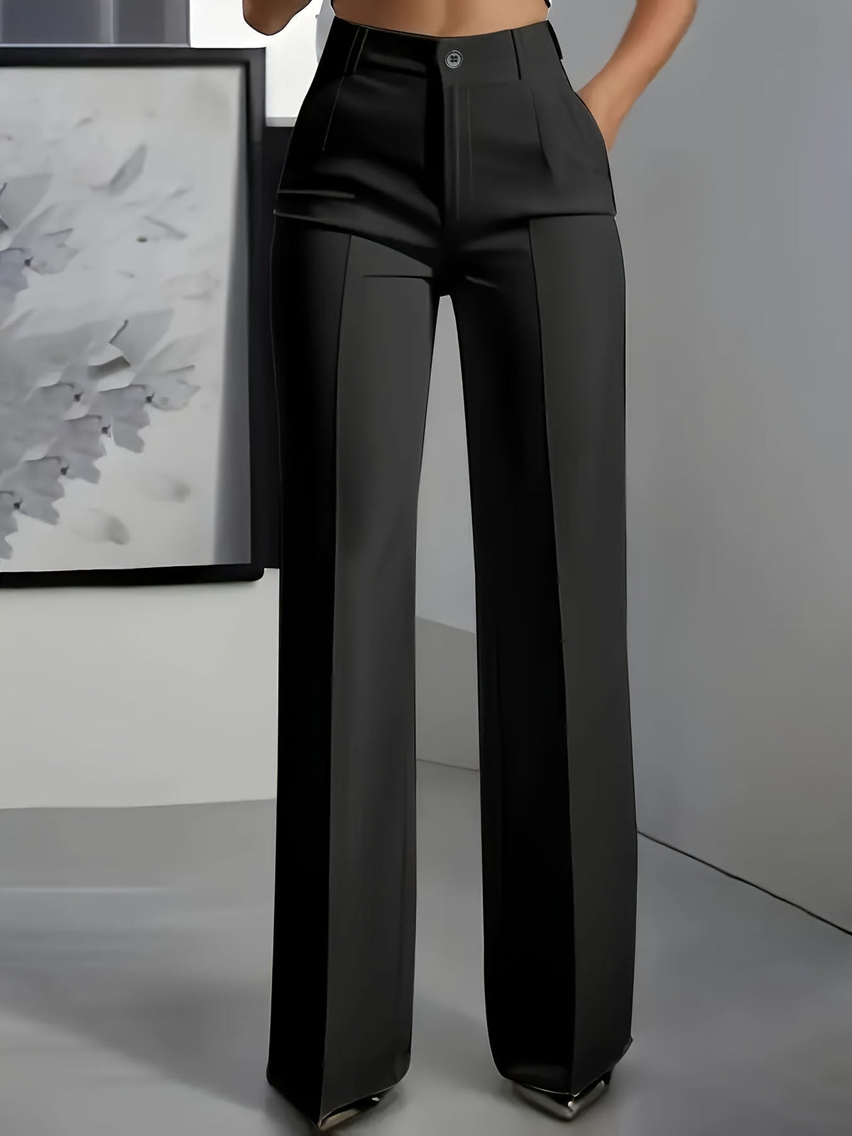 Women's Wide-Leg Tailored Pants – High-Rise Structured Fit