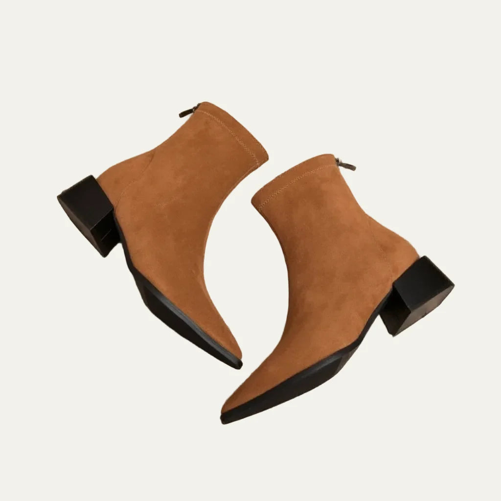 Women's Pointed-Toe Ankle Boots – Low Block Heel