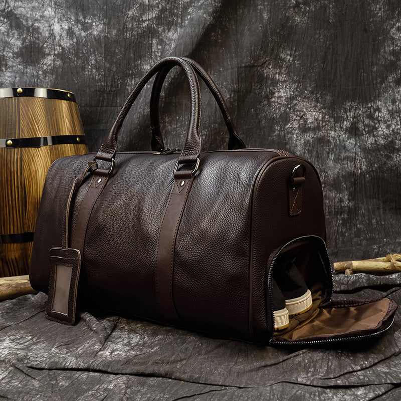 Men's Leather Duffle Bag – Structured Travel Shape