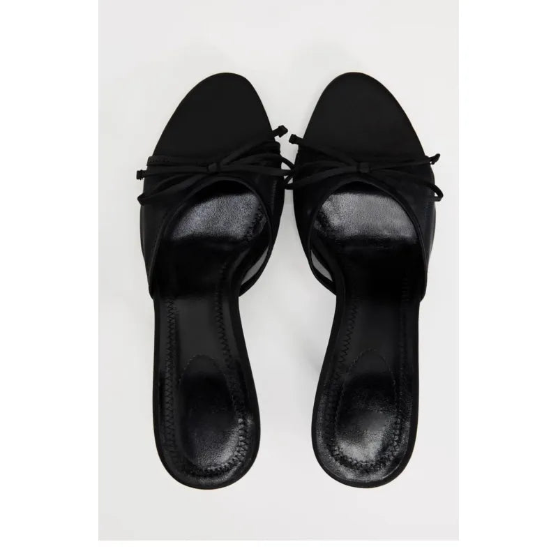 Women's Mesh High-Heel Sandal – Minimal Bow Detail