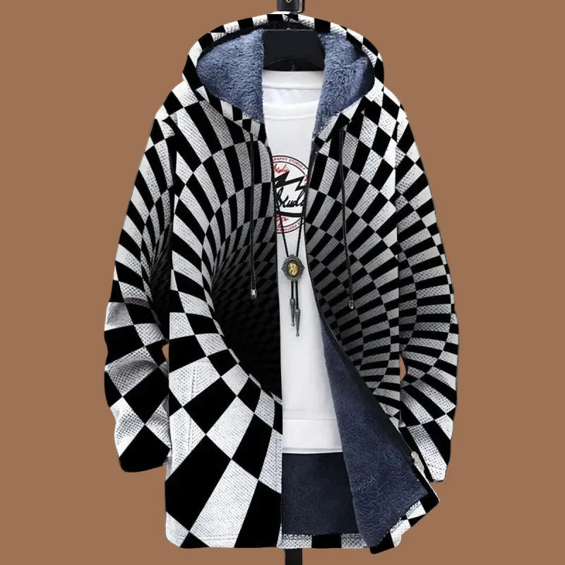 Men's Hooded Zip Cardigan – Relaxed Hip-Length Fit