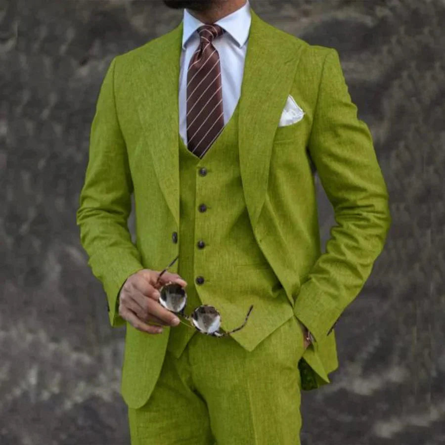 Men's Three-Piece Suit – Slim Cotton-Blend Fit
