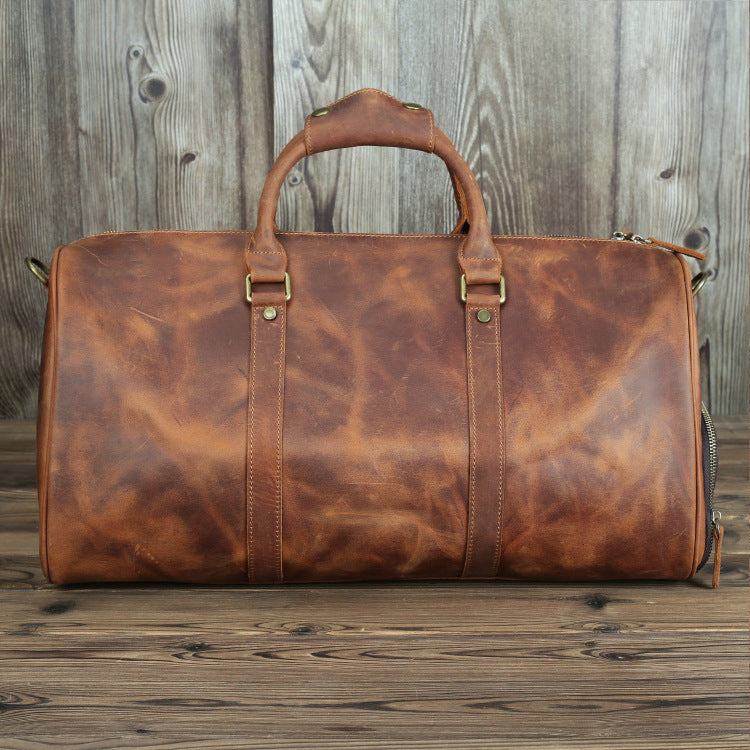 Men's Leather Duffel Bag – Shoe Compartment Travel