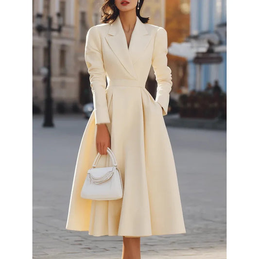Women's V-Neck Maxi Dress – Cinched Waist Fit
