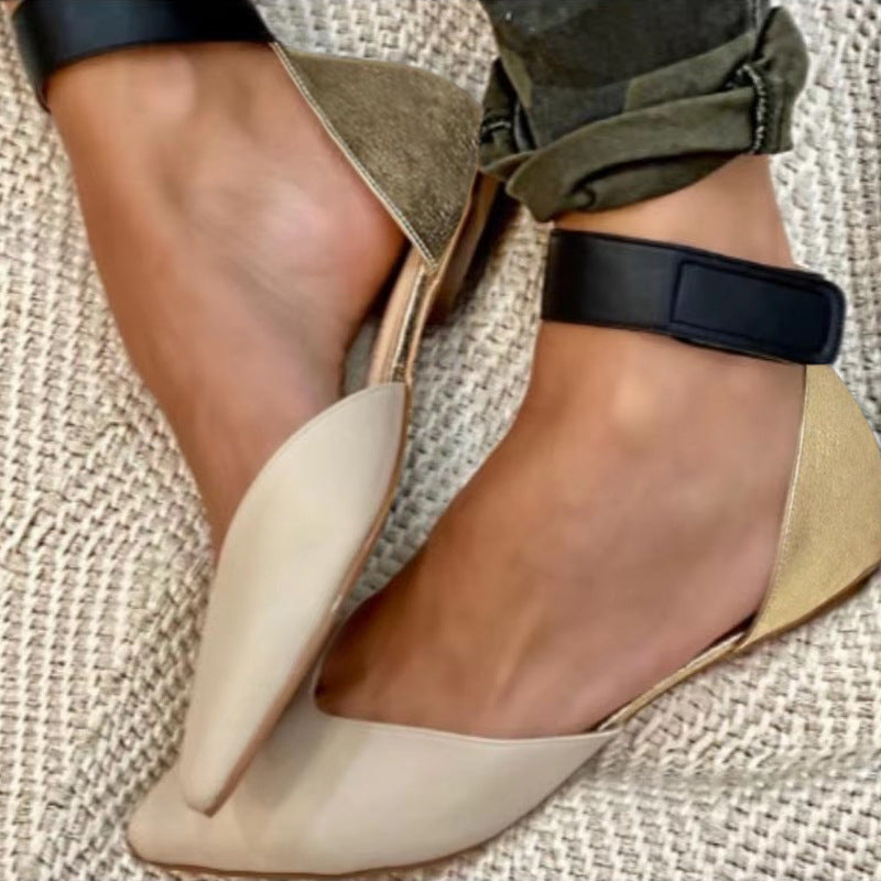 Women's Pointed-Toe Flat Sandal – Color Block Slingback