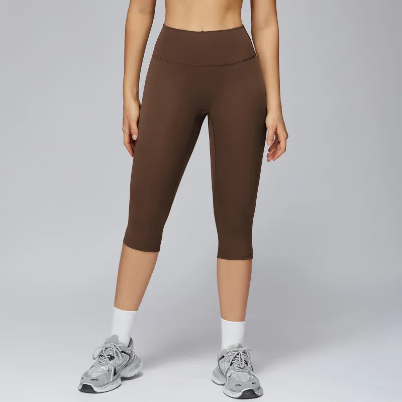 Women's High-Waisted Capri Leggings – Knee-Length Yoga Fit