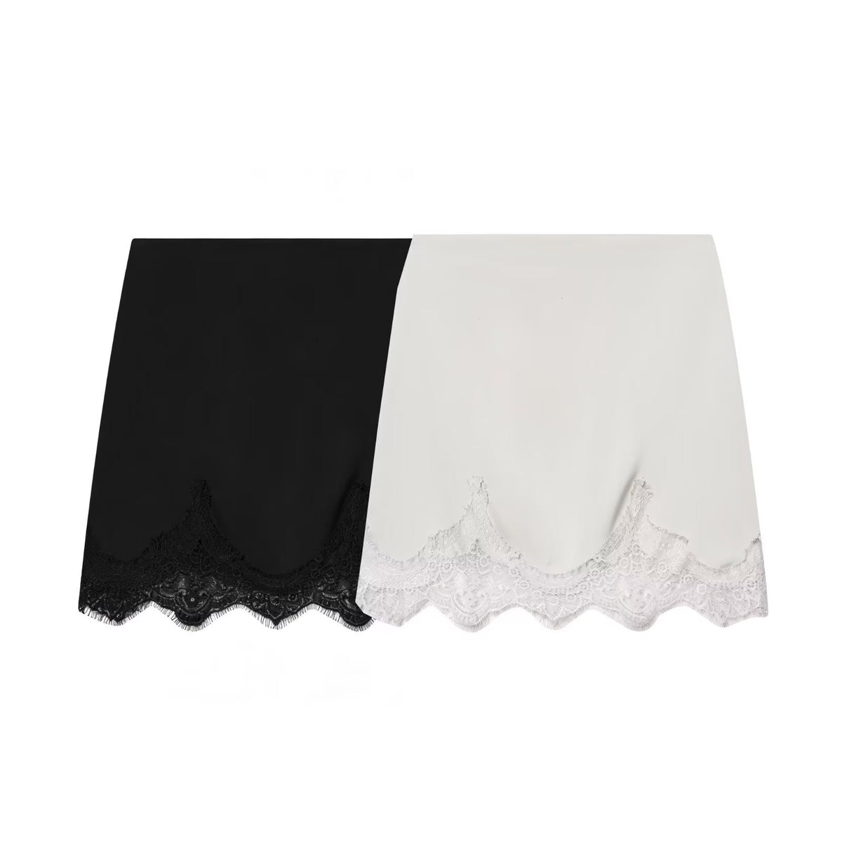 Women's Lace Panel Mini Skirt – High-Rise Bodycon Fit