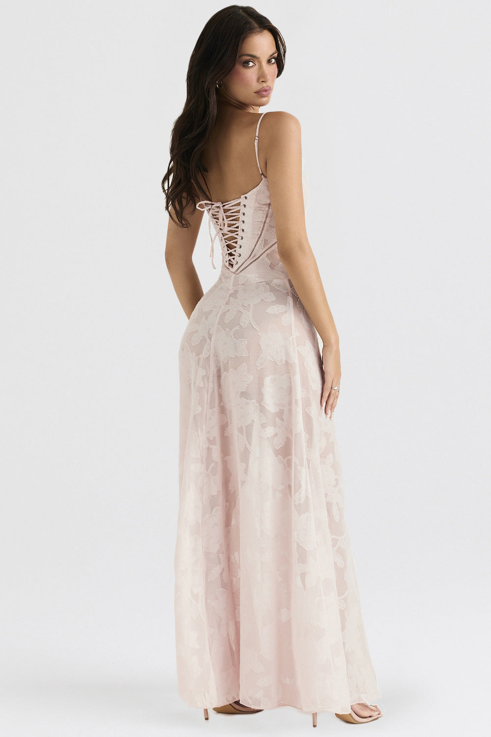 Women's Lace Maxi Dress – Sweetheart Neck Slip-Lined