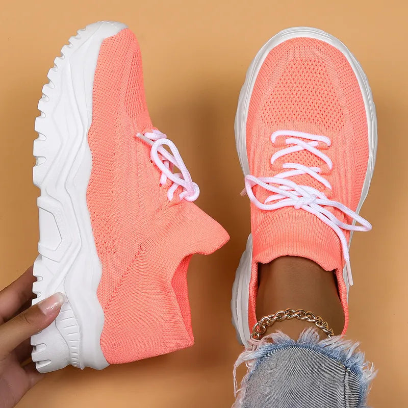 Women's Platform Sneaker – Knit Sock-Style Slip-On
