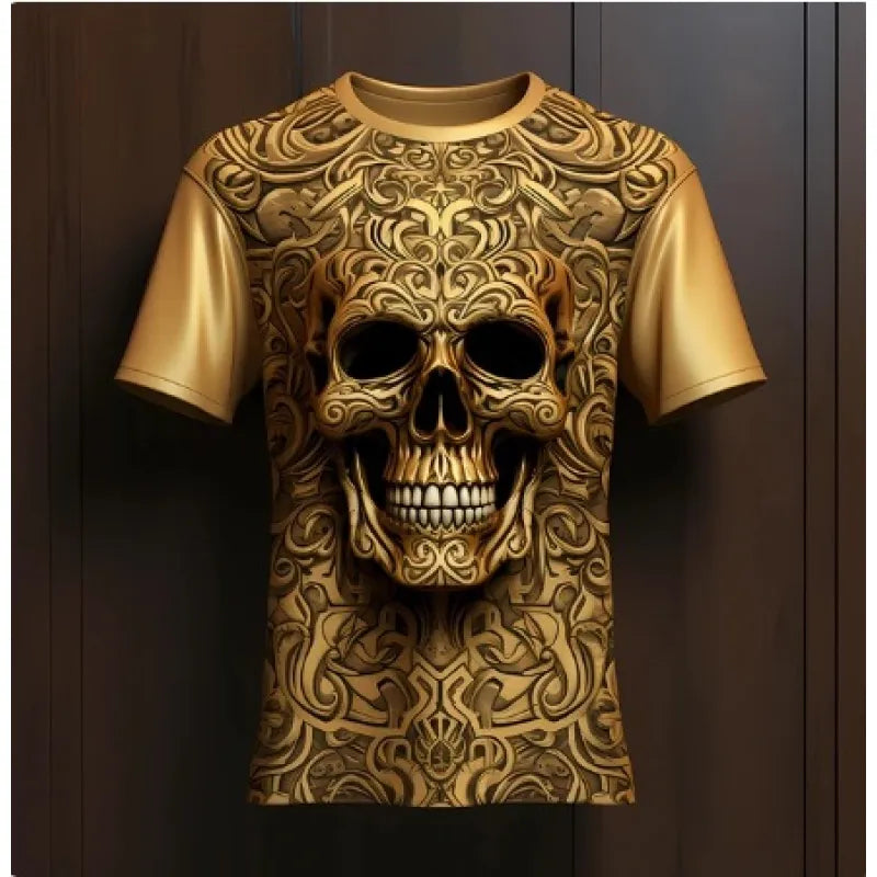 Men's Graphic T-Shirt – 3D Skull Print Loose Fit