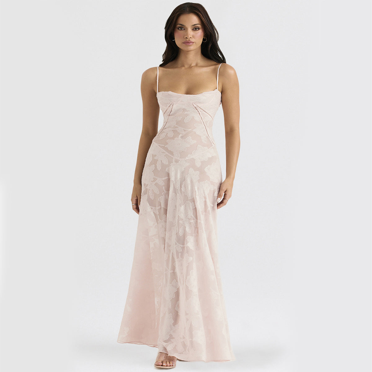 Women's Lace Maxi Dress – Sweetheart Neck Slip-Lined