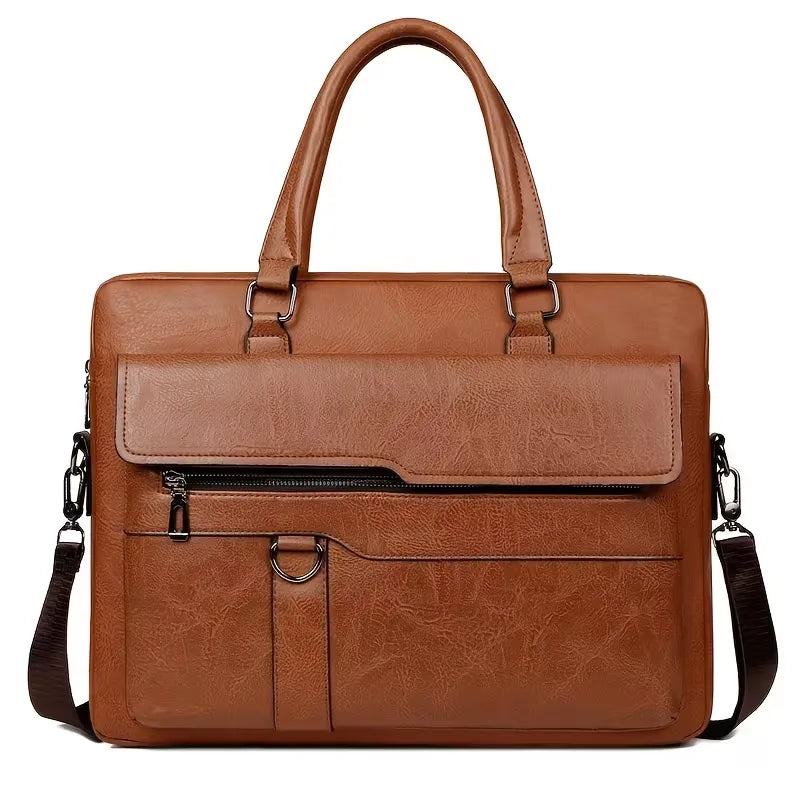 Men's Leather Laptop Bag – Structured 15-Inch Carry