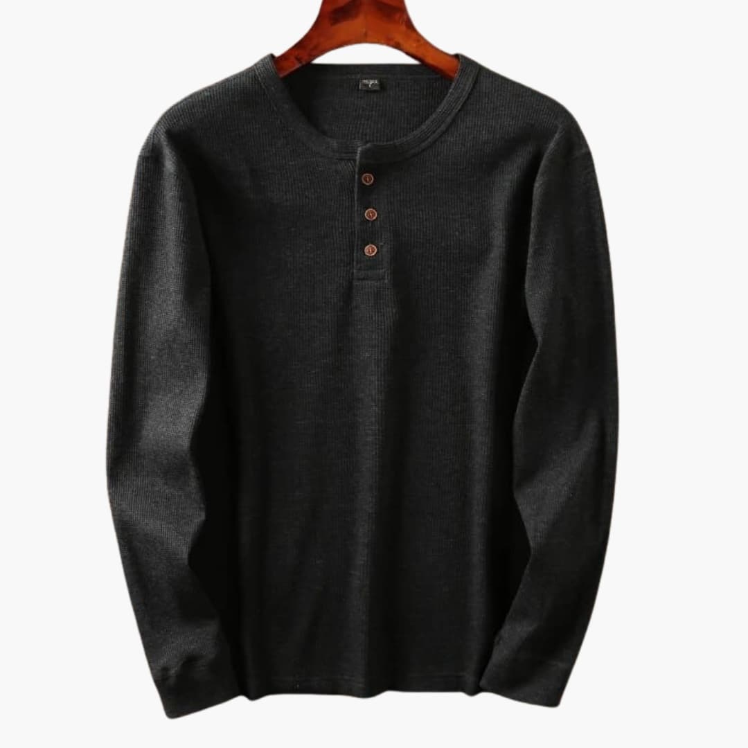 Men's Ribbed Slim-Fit Shirt – Buttoned Round Collar