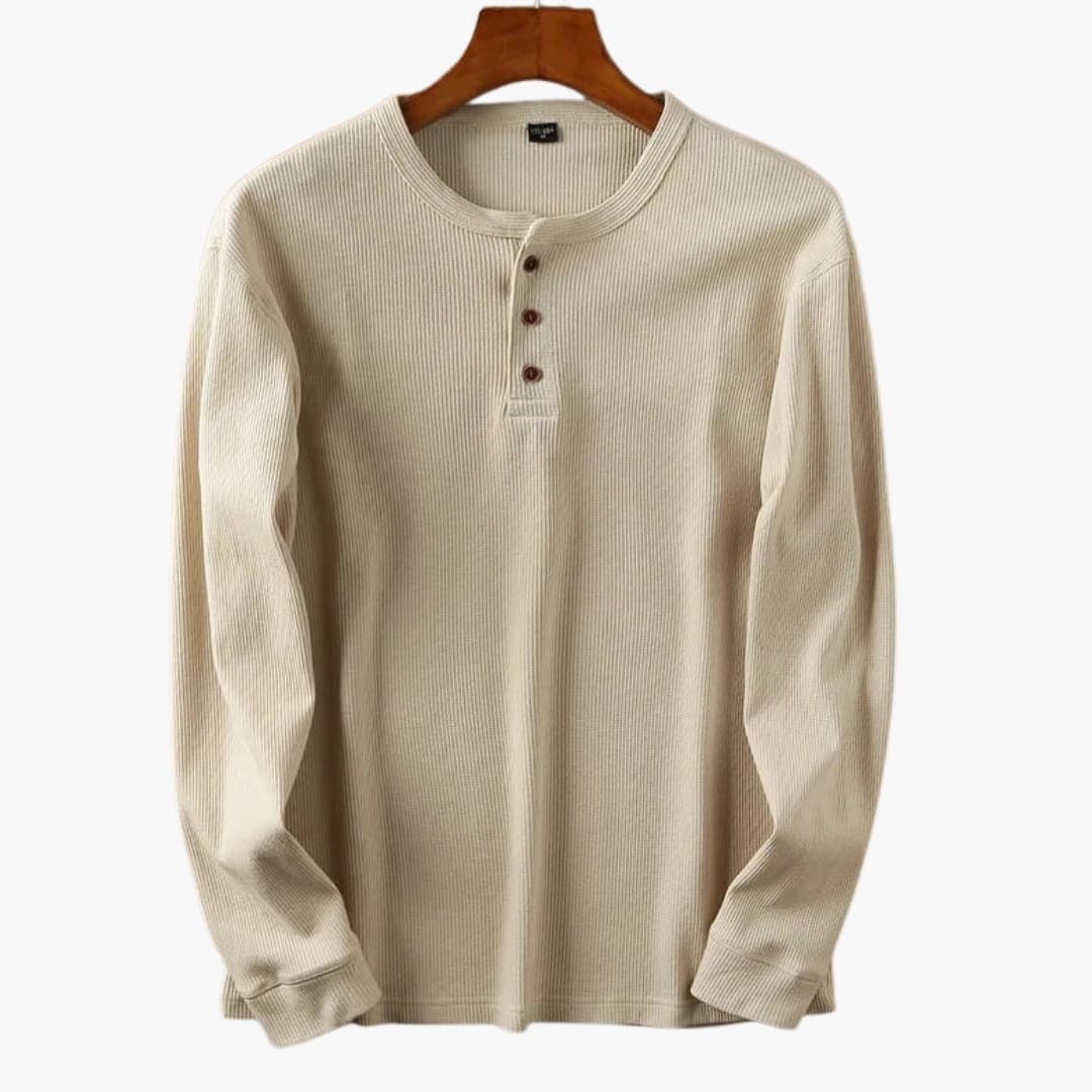 Men's Ribbed Slim-Fit Shirt – Buttoned Round Collar