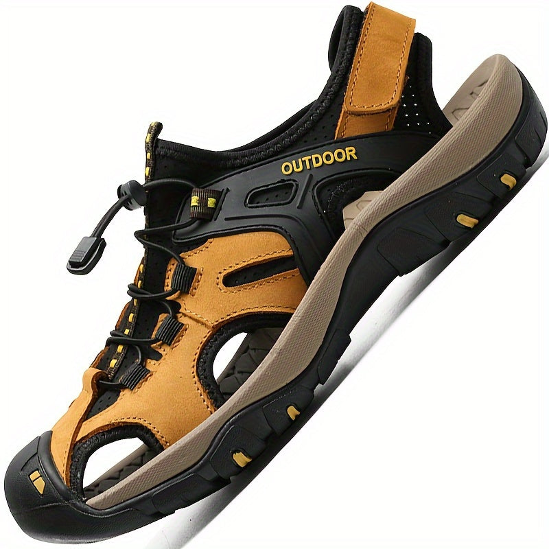 Men's Leather Hiking Sandal – Closed Toe Grip Sole
