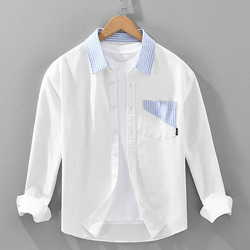 Men's Button-Up Shirt – Striped Collar Trim