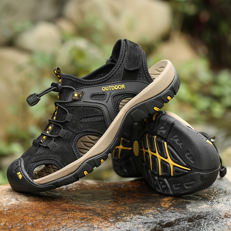 Men's Leather Hiking Sandal – Closed Toe Grip Sole