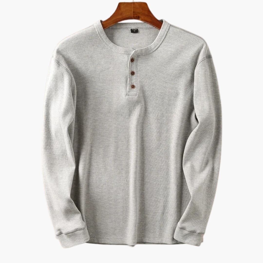Men's Ribbed Slim-Fit Shirt – Buttoned Round Collar