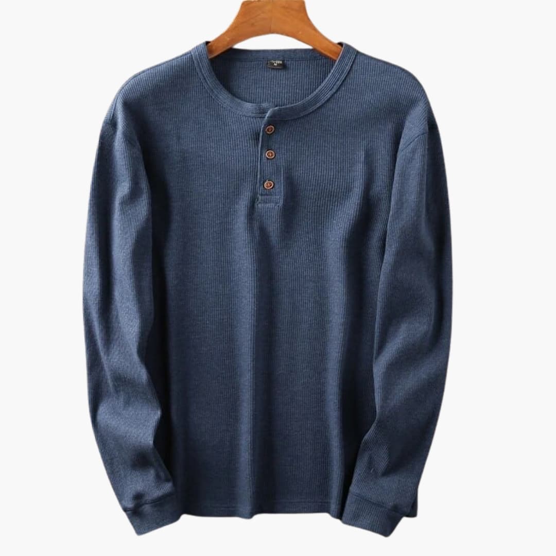 Men's Ribbed Slim-Fit Shirt – Buttoned Round Collar