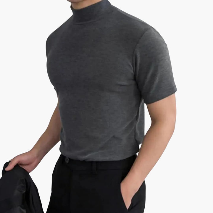 Men's Mock Neck T-Shirt – Slim Short Sleeve