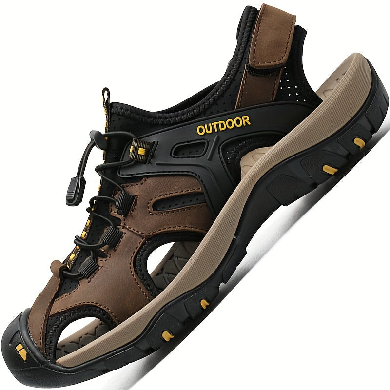 Men's Leather Hiking Sandal – Closed Toe Grip Sole