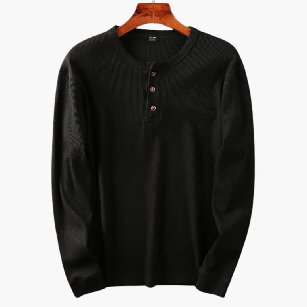 Men's Ribbed Slim-Fit Shirt – Buttoned Round Collar