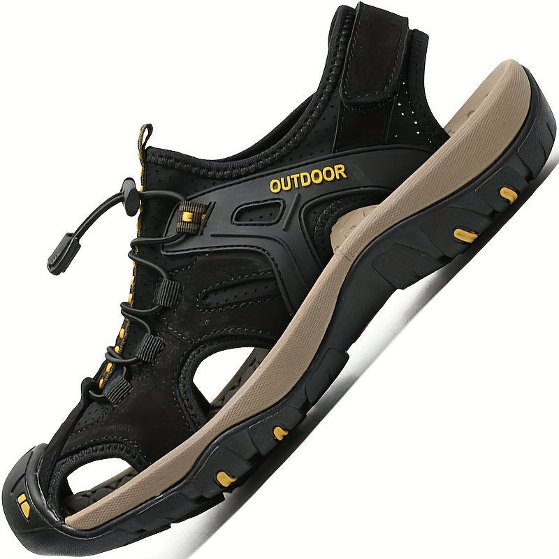 Men's Leather Hiking Sandal – Closed Toe Grip Sole