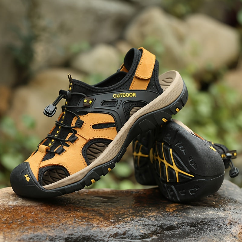 Men's Leather Hiking Sandal – Closed Toe Grip Sole