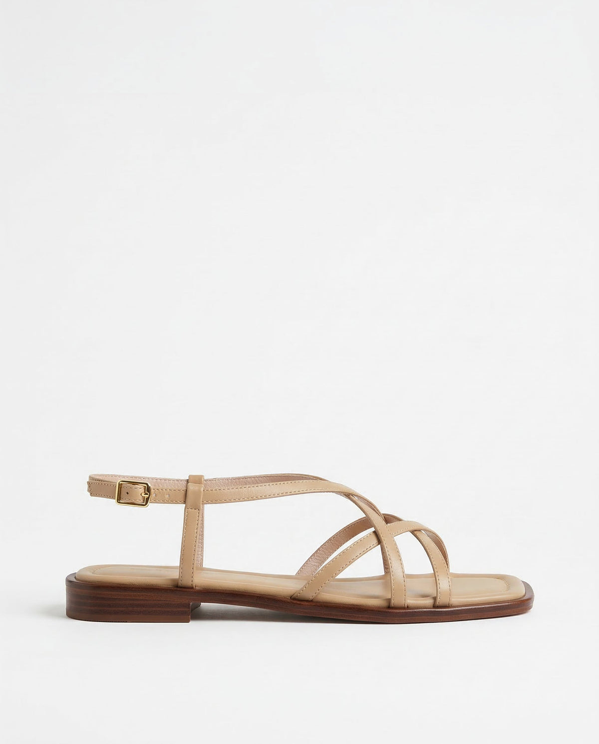 Women's Leather Strap Sandal – Low Stacked Heel