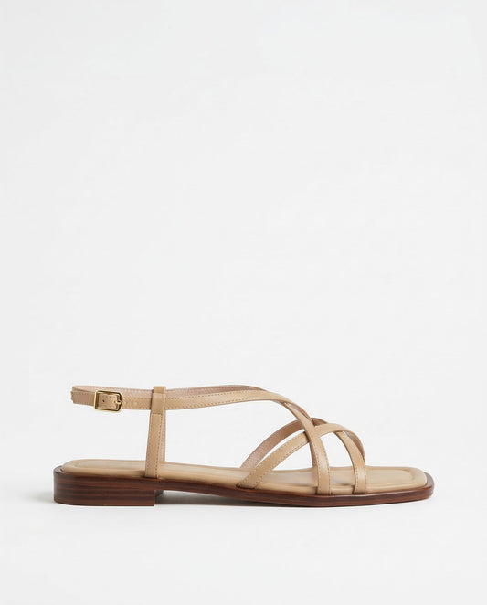 Women's Leather Strap Sandal – Low Stacked Heel