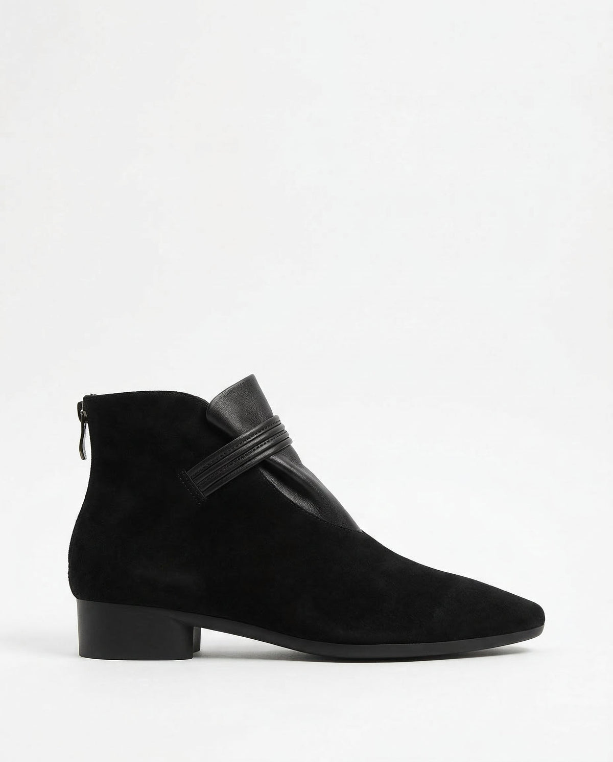 Women's Suede Ankle Boot – Pointed Toe Block Heel
