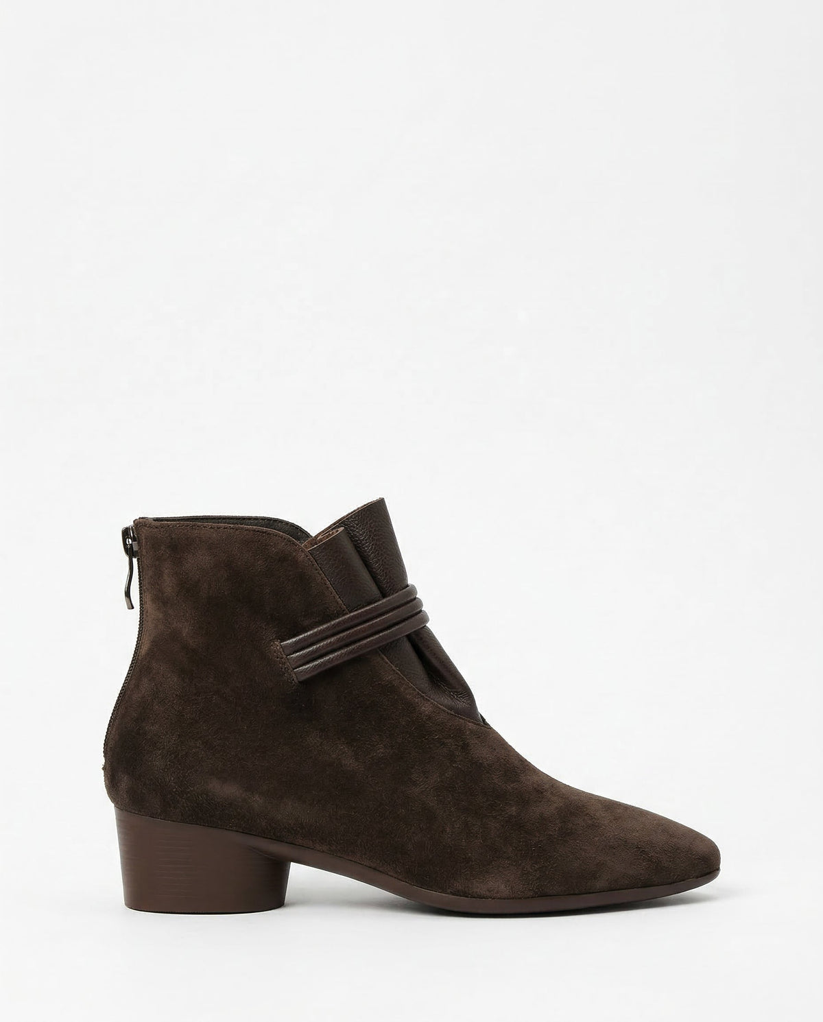 Women's Suede Ankle Boot – Pointed Toe Block Heel