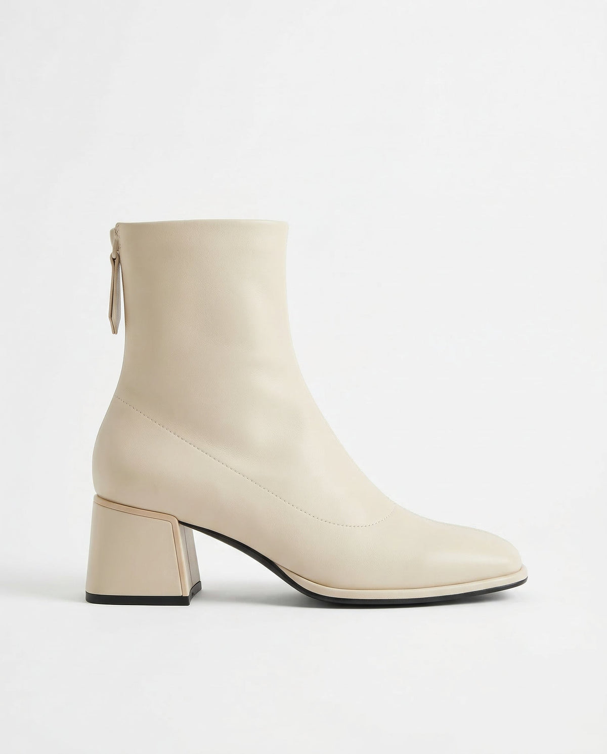 Women's Square-Toe Ankle Boot – Block Heel Back Zip