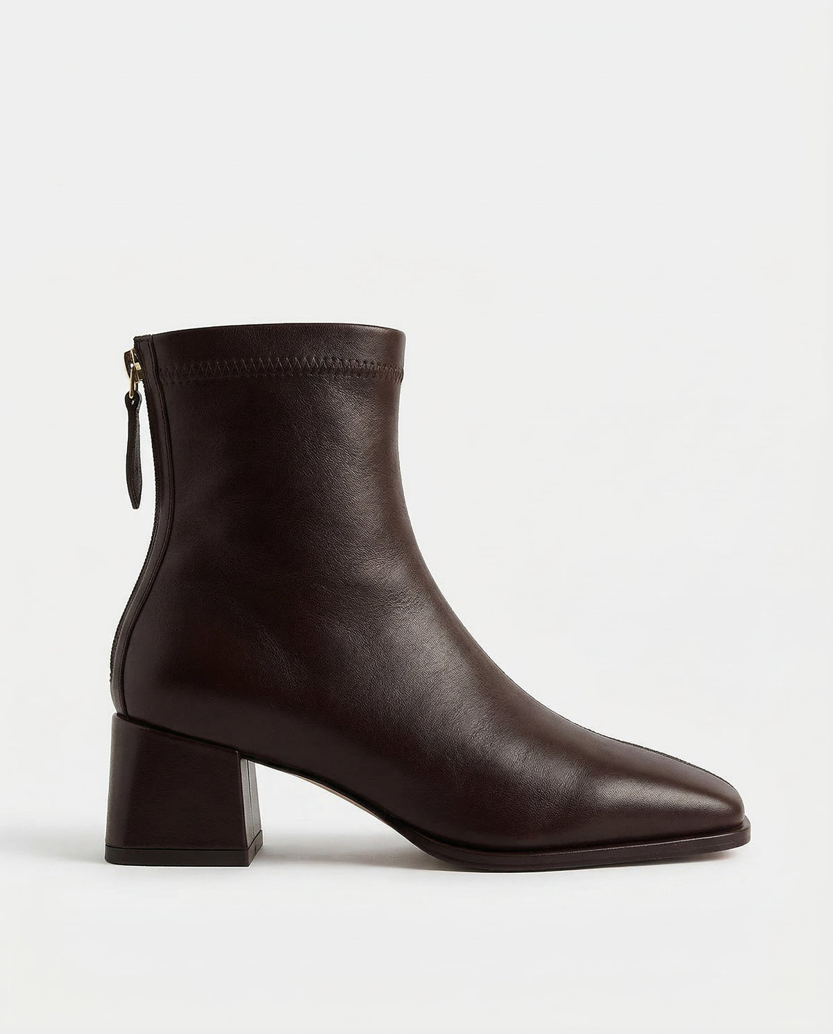 Women's Square-Toe Ankle Boot – Block Heel Back Zip