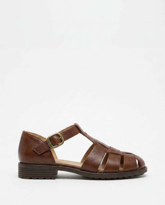 Women's Woven Leather Sandal – Low Stacked Heel