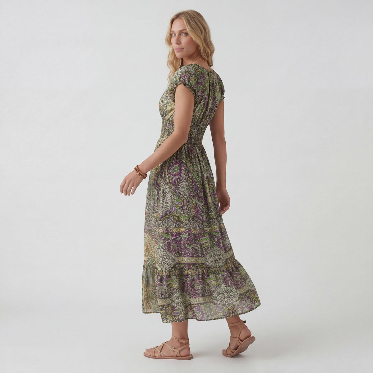 Women's V-Neck Maxi Dress – Relaxed Flowing Skirt