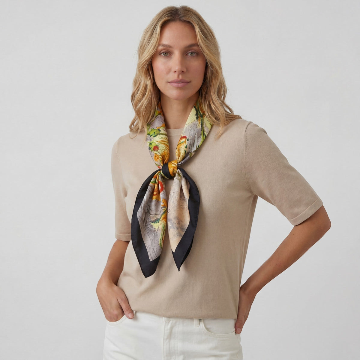 Women's Satin Square Scarf – Lightweight Printed Drape