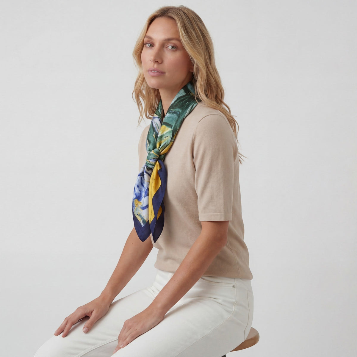Women's Satin Square Scarf – Lightweight Printed Drape