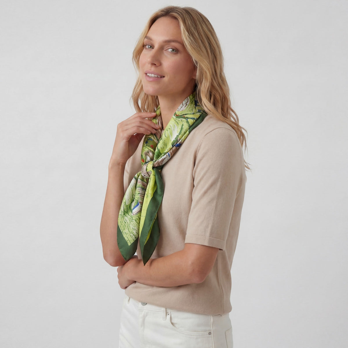 Women's Satin Square Scarf – Lightweight Printed Drape