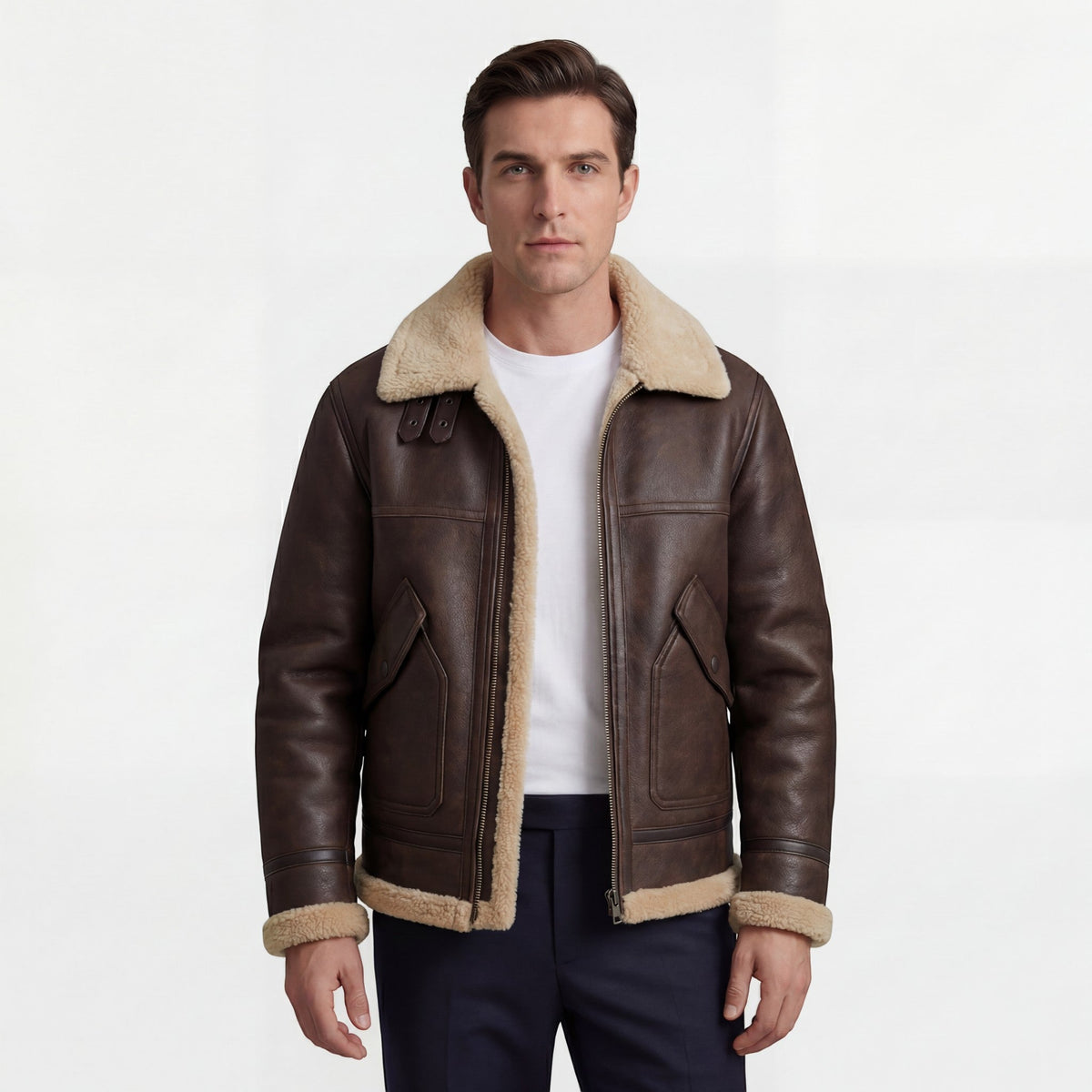 Men's Padded Jacket – Lamb Fleece Lined, Relaxed Fit
