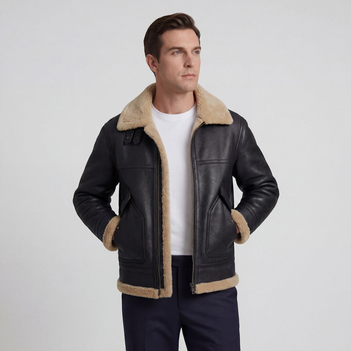 Men's Padded Jacket – Lamb Fleece Lined, Relaxed Fit