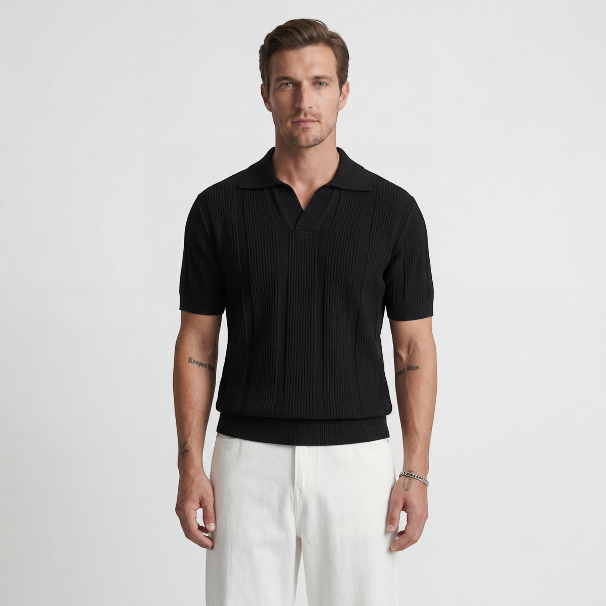 Men's Open-Knit Polo – Short Sleeve Textured Knit
