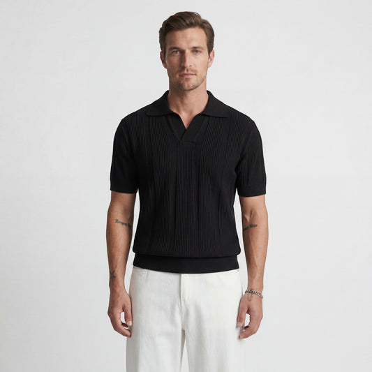 Men's Open-Knit Polo – Short Sleeve Textured Knit