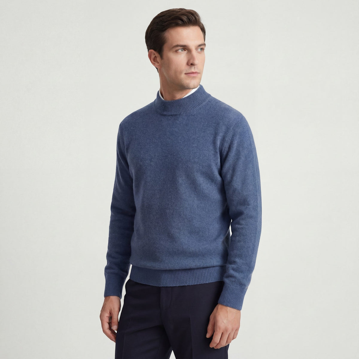 Men's Turtleneck Sweater – Relaxed Brushed Wool Knit