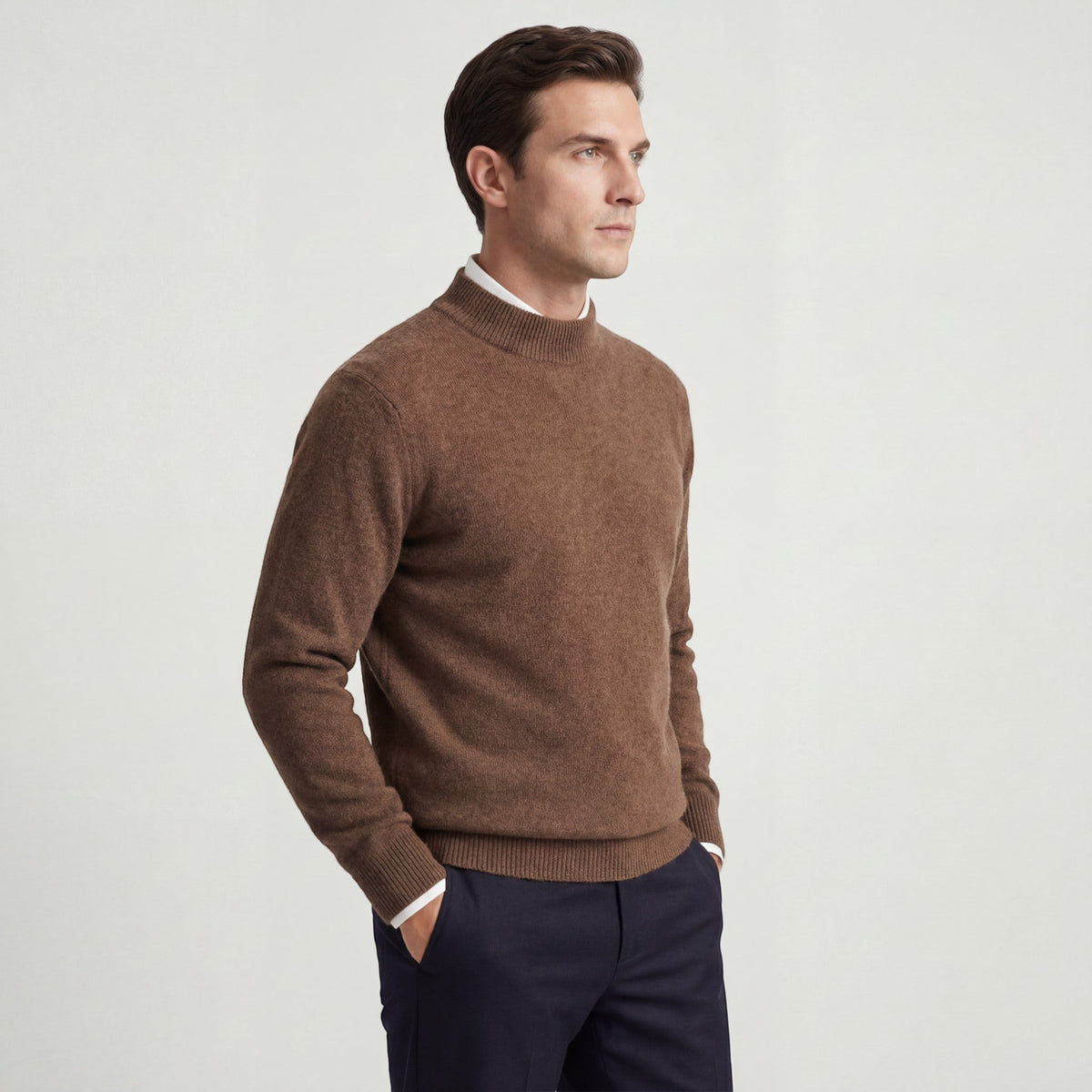 Men's Turtleneck Sweater – Relaxed Brushed Wool Knit
