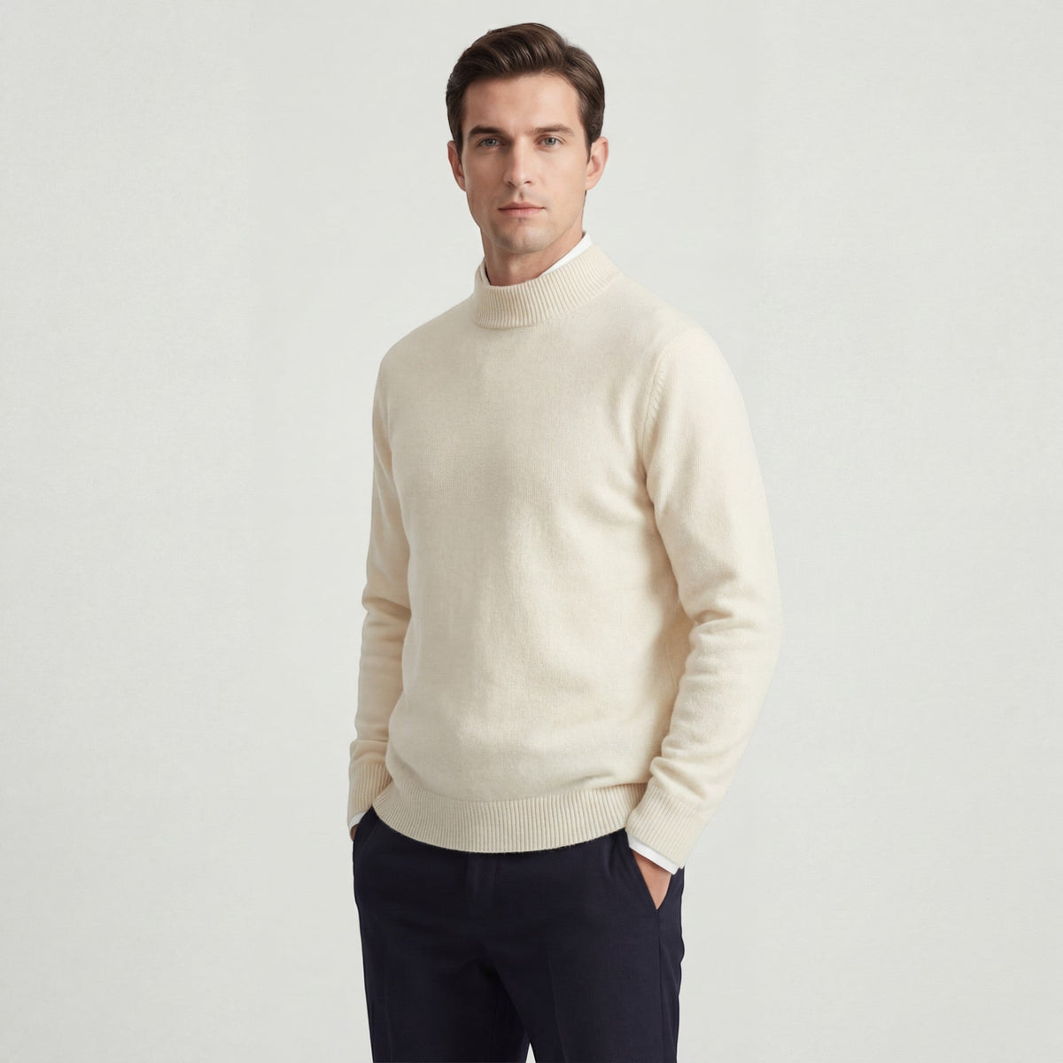 Men's Turtleneck Sweater – Relaxed Brushed Wool Knit