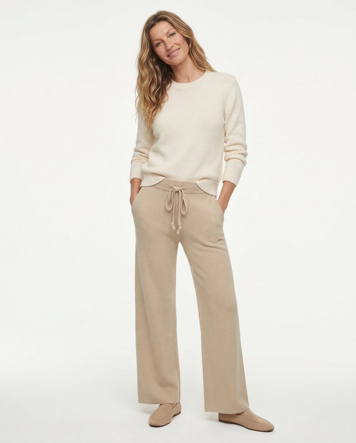 Women's Cashmere-Blend Sweatpants – High-Rise Relaxed Leg