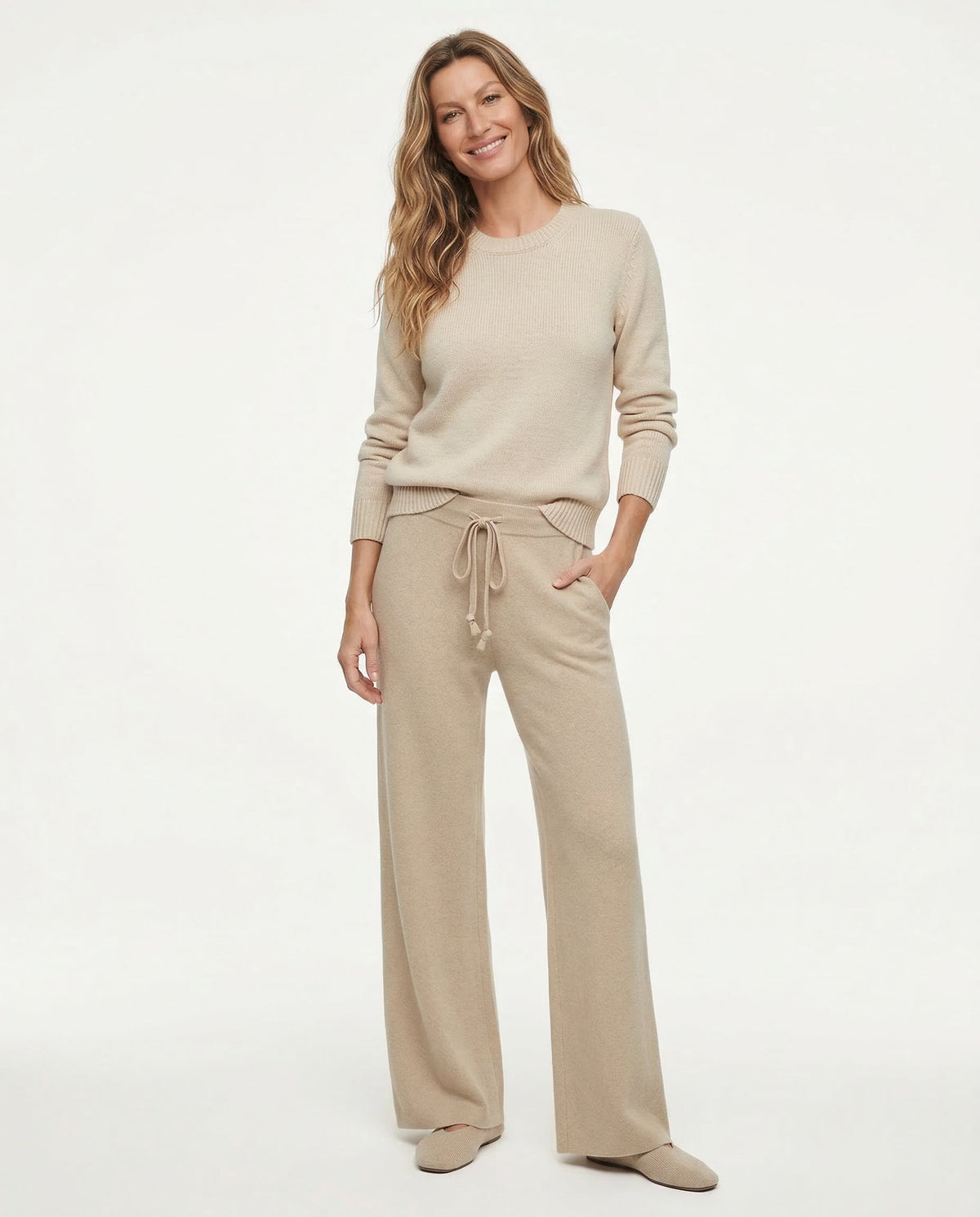Women's Cashmere-Blend Sweatpants – High-Rise Relaxed Leg