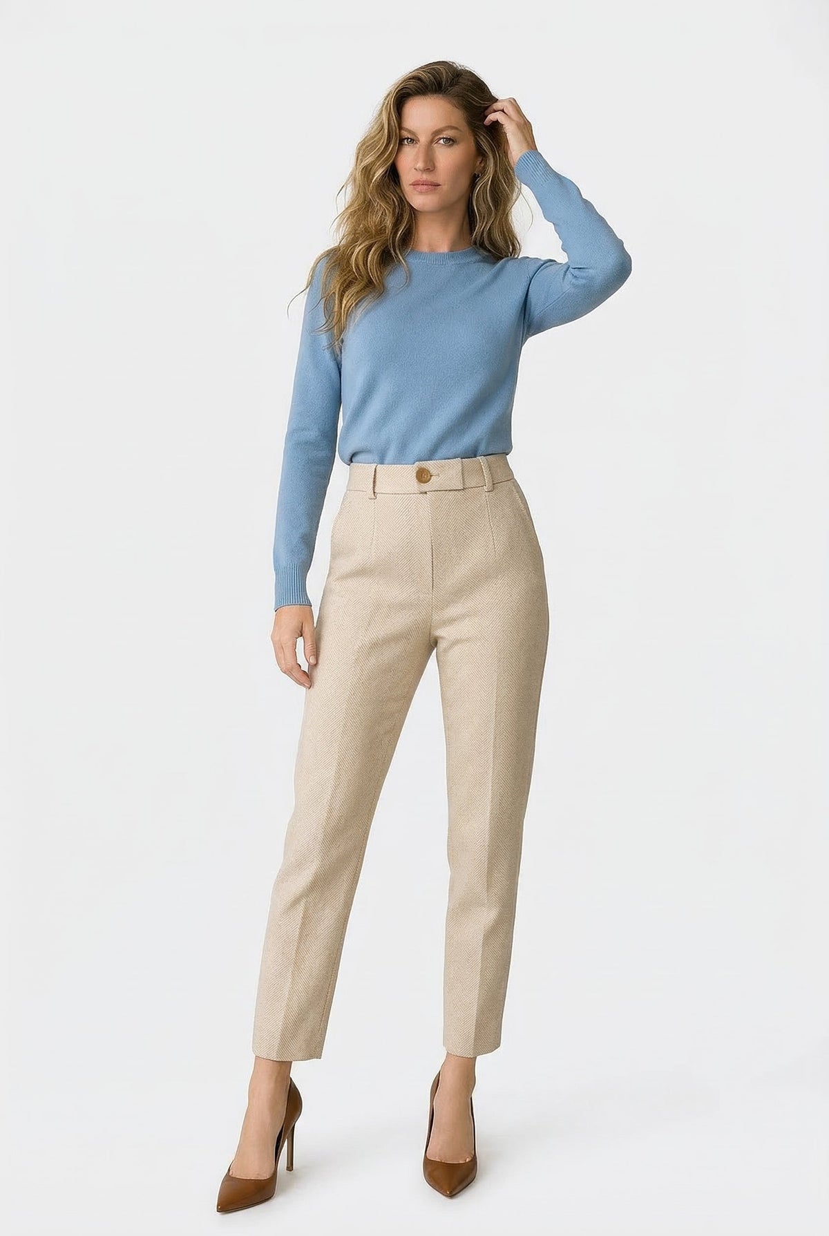 Women's Wool-Blend Tailored Pants – High-Rise Tapered Ankle